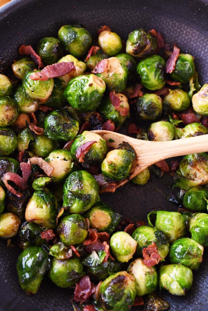 Easy Sautéed Brussels Sprouts with Bacon - Sizzling Eats